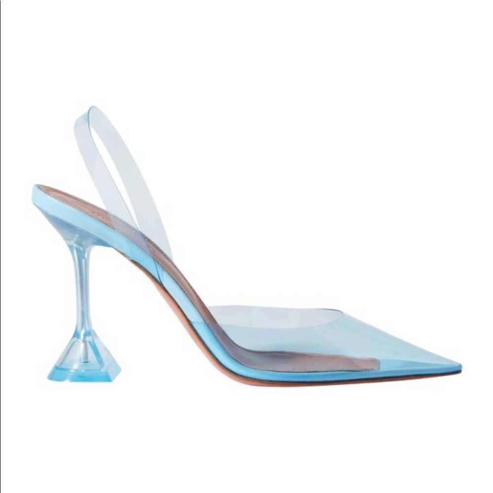 Amina Muaddi Holli Glass Blue PVC Pump